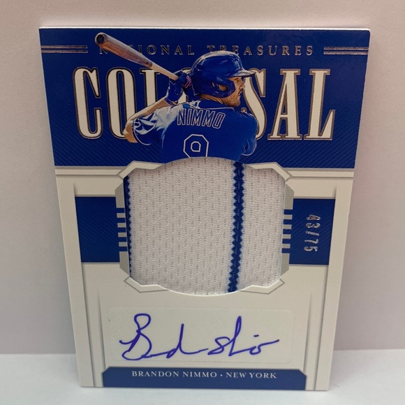 2020 National Treasures Brandon Nimmo Patch Auto #CMS-BN. SN 43/75 (MISC7)